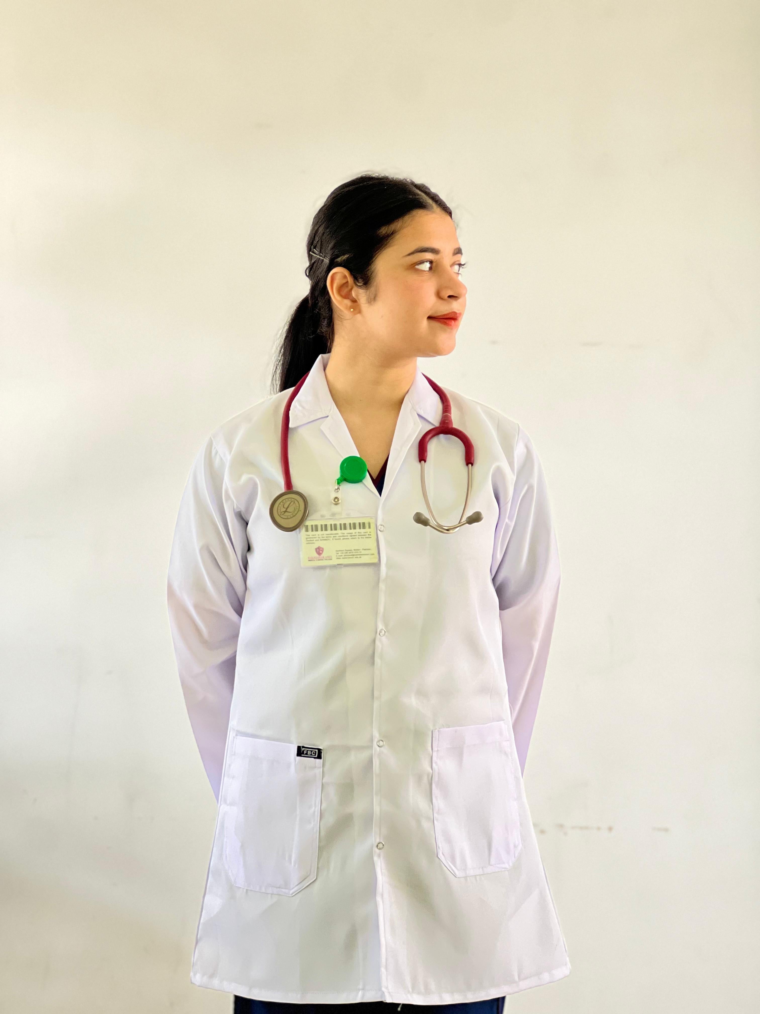 Premium Wrinkle Free Female Back Belt Lab coat