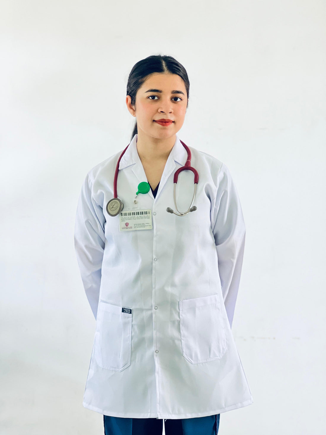 Premium Wrinkle Free Female Back Belt Lab coat
