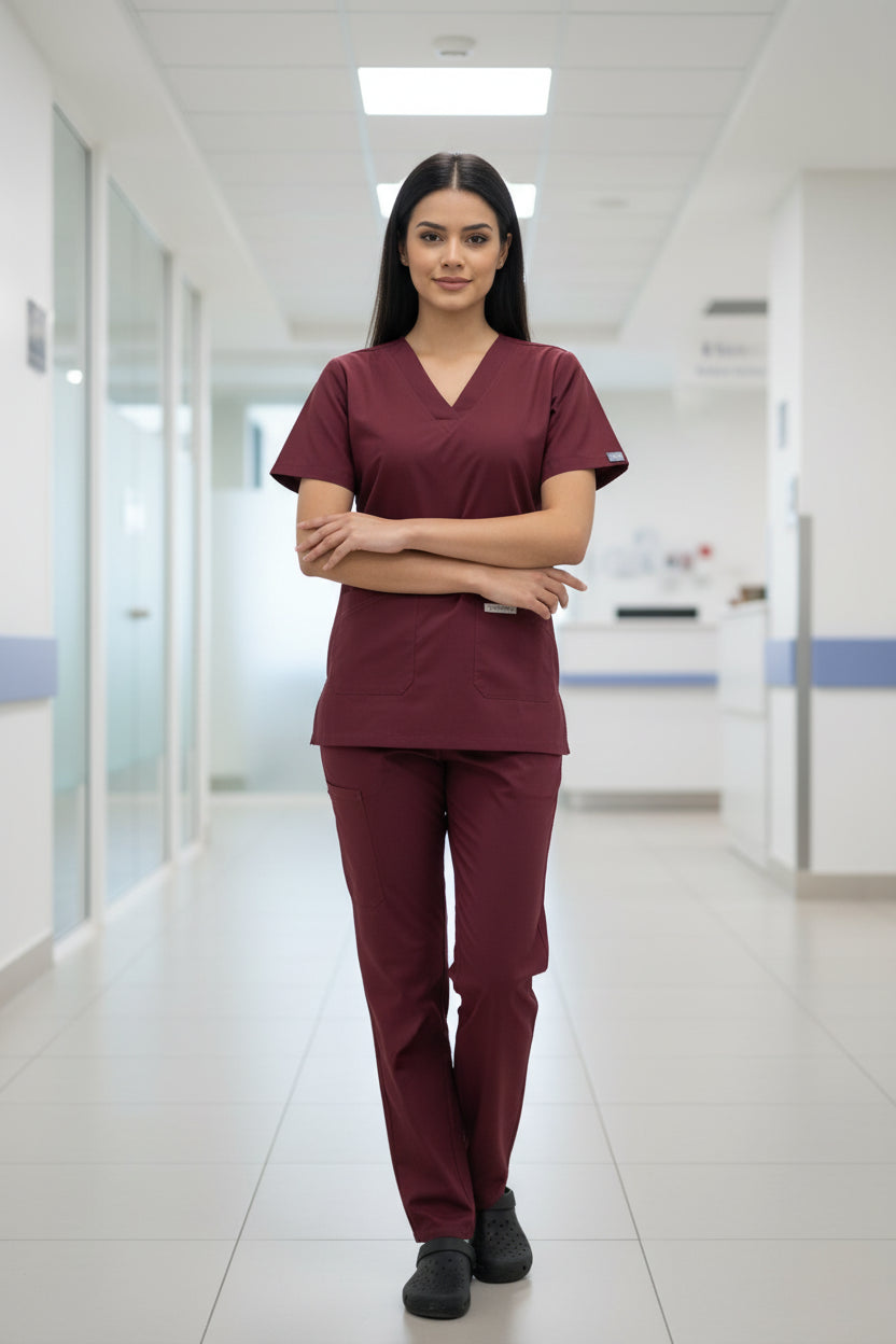 Pulsewear Unisex Prime Scrub Maroon Oak